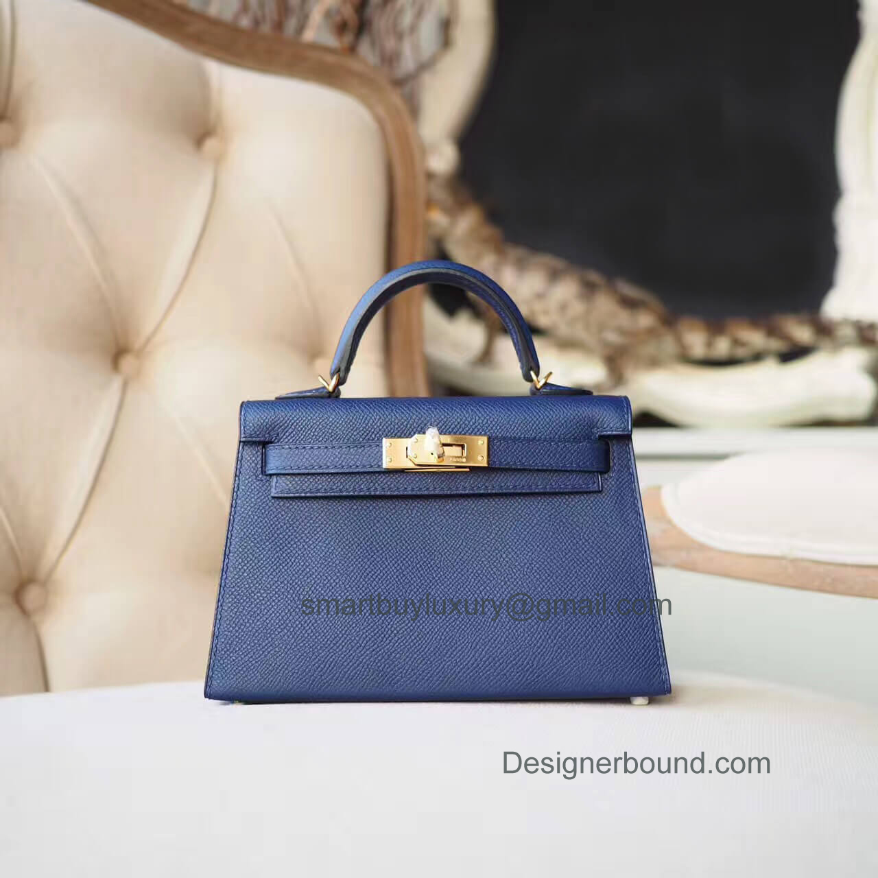 Hermes Mini Kelly II Bag in ck73 Blue Saphir Epsom GHW